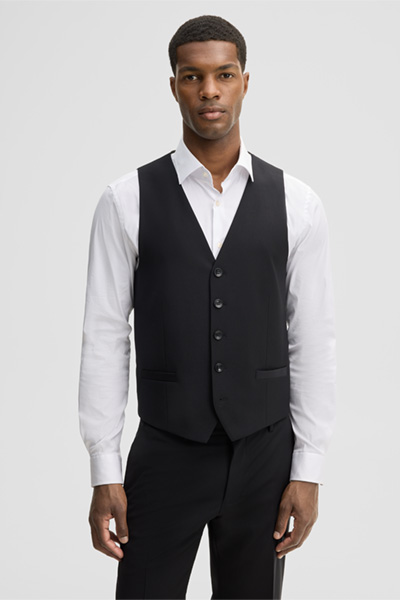 Mène à la page produit « Gilet de costume en laine mélangée, noir »