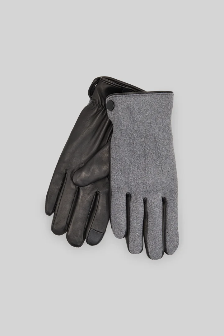 Führt zu Produktdetailseite „Handschuhe im Materialmix, grau"