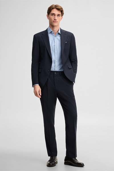 Führt zu Produktdetailseite „Baukasten-Hose aus Wollmix, navy"