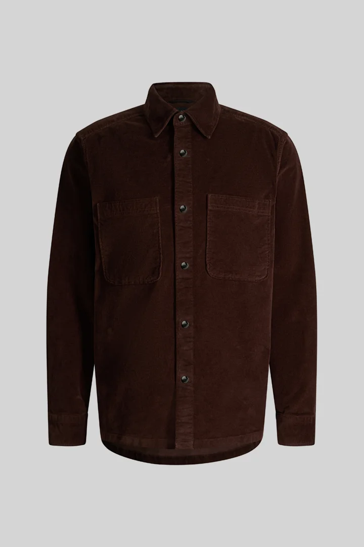 Leads to product detail page "Stretch shirt, brown"
