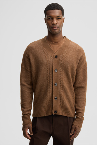 Leidt naar de productdetailpagina „Gebreid vest van een wolmix, beige"