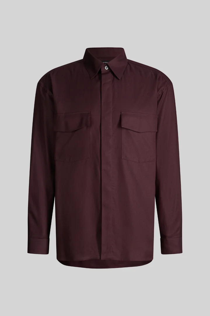 Mène à la page produit « Chemise décontractée en coton mélangé, bordeaux »