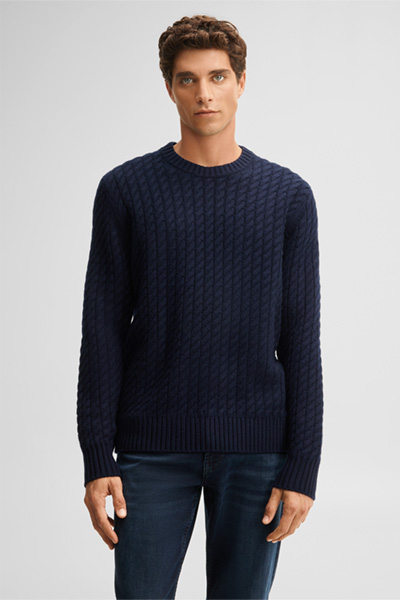 Führt zu Produktdetailseite „Rundhals-Pullover mit Kaschmir, navy"