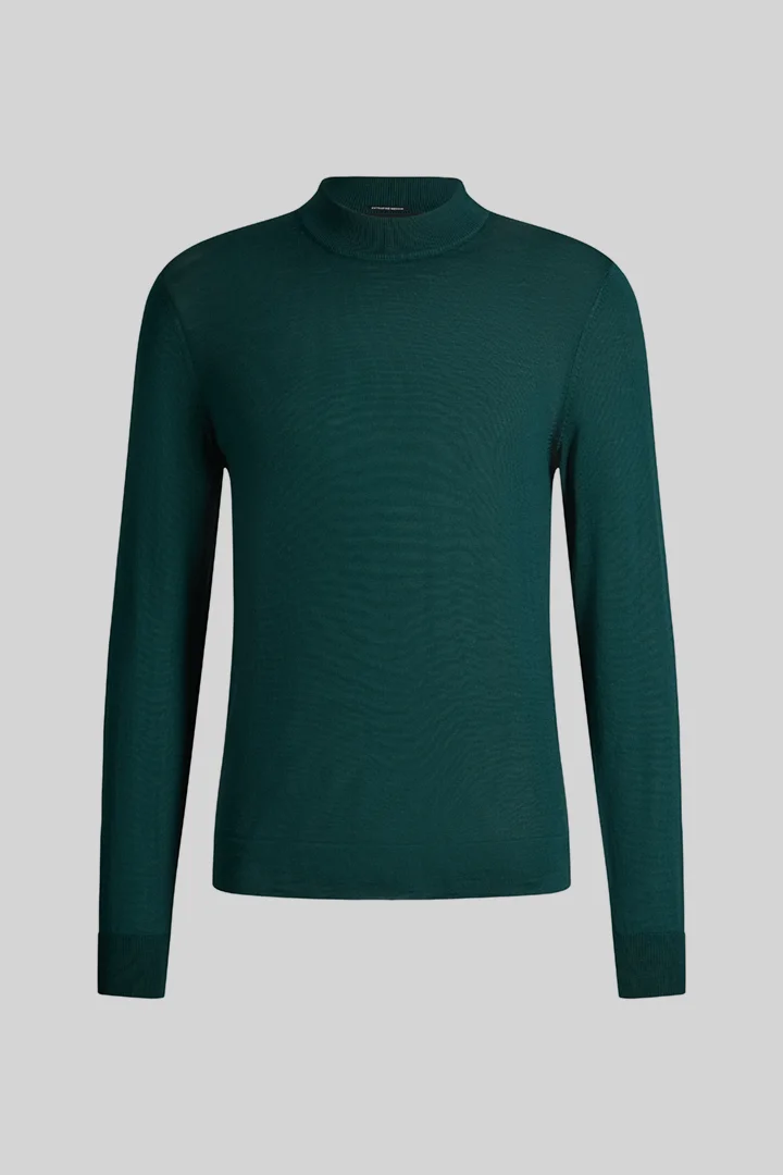 Strellson präsentiert das Produkt Schurwoll-Pullover mit Stehkragen, petrol aus der Kategorie Strick als Freisteller