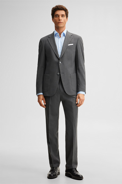 Leads to product detail page "Modular trousers in a wool blend, anthracite"
