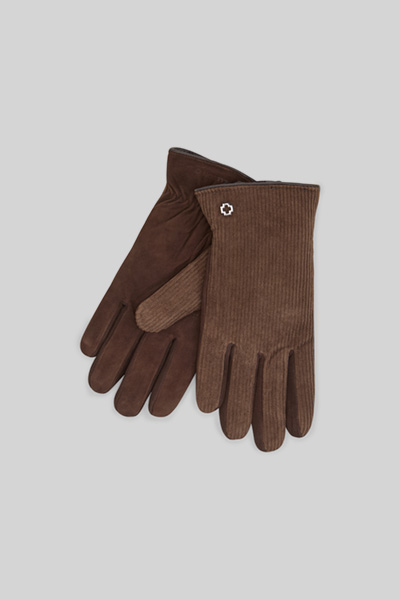 Führt zu Produktdetailseite „Handschuhe im Materialmix, dunkelbraun"