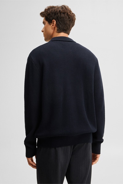 Leads to product detail page "Knitted polo shirt, navy"