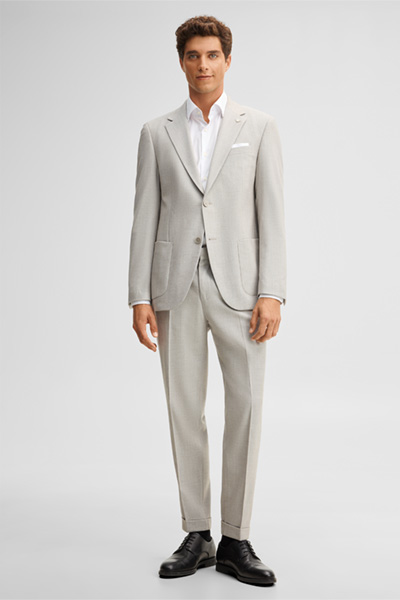 Mène à la page produit « Pantalon modulable en laine mélangée, beige »