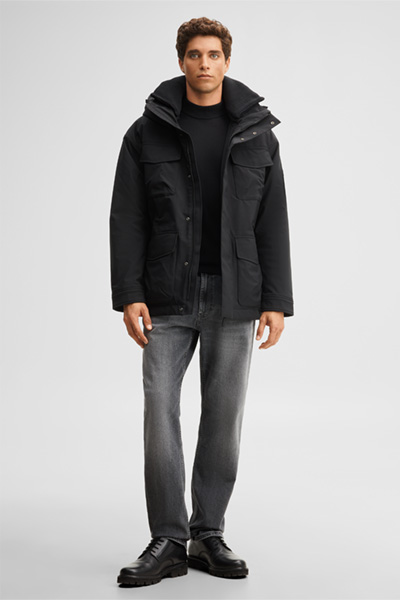 Führt zu Produktdetailseite „Parka-Jacke mit Kapuze, schwarz"