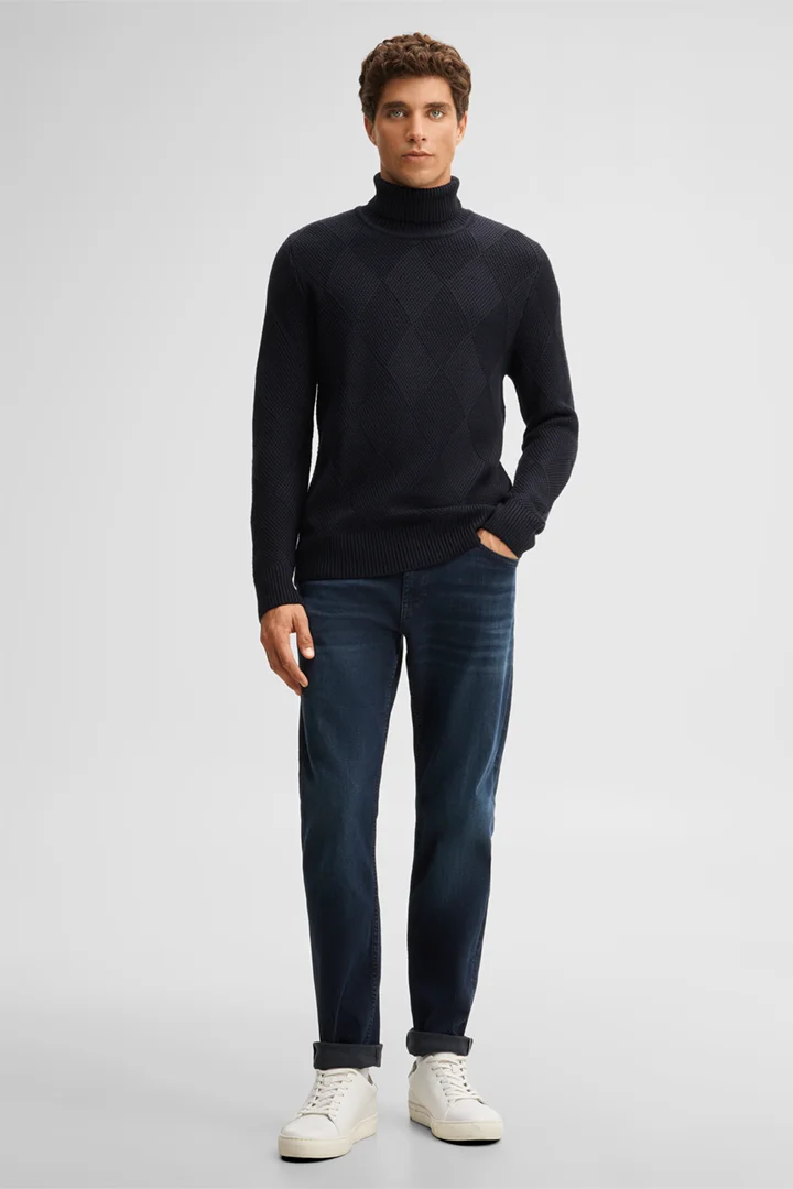 Führt zu Produktdetailseite „Rollkragen-Pullover, navy"