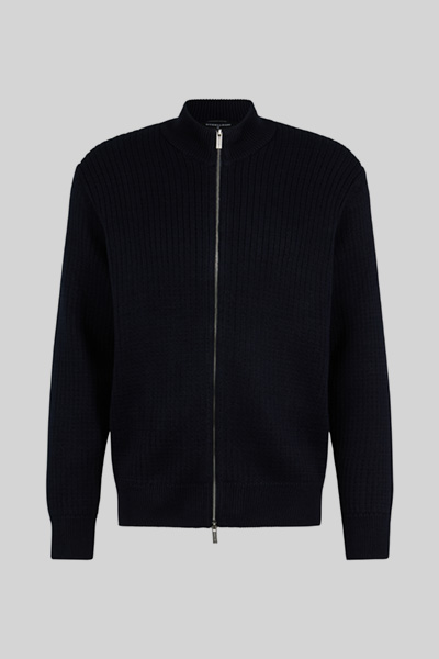 Strickjacke mit Stehkragen, navy