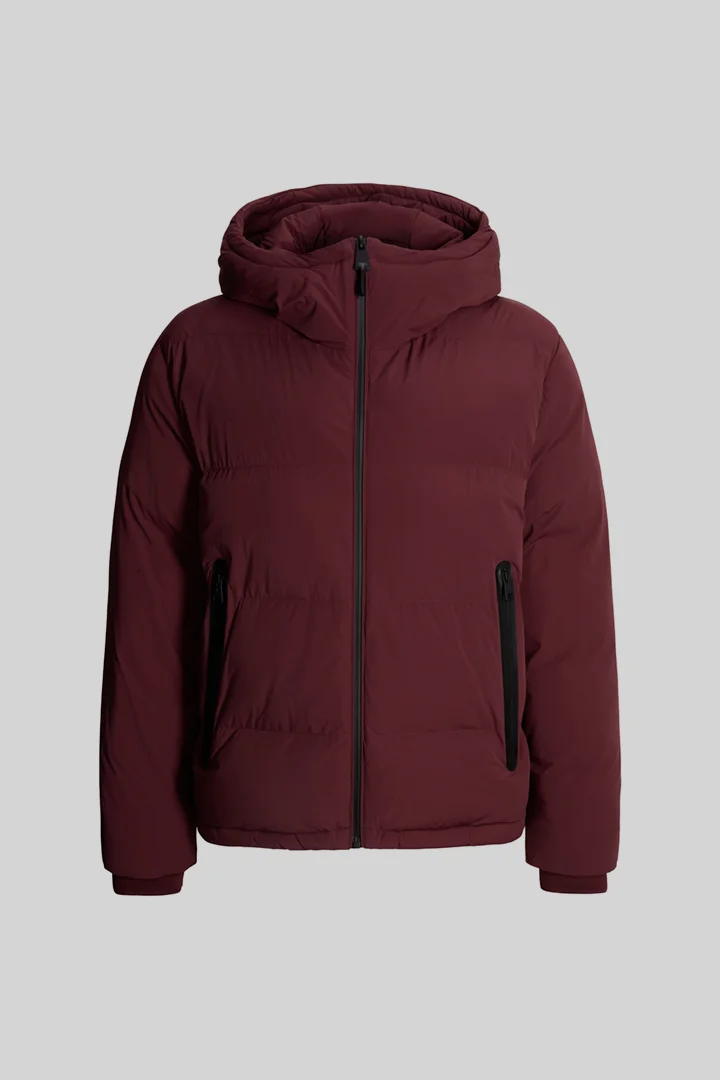 Führt zu Produktdetailseite „Steppjacke mit Kapuze, bordeaux"