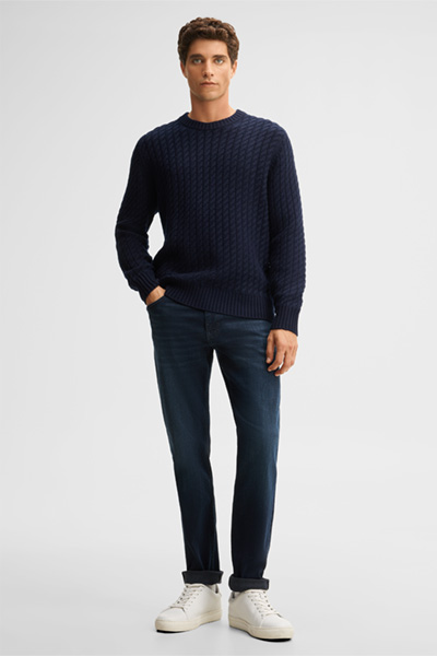 Führt zu Produktdetailseite „Rundhals-Pullover mit Kaschmir, navy"