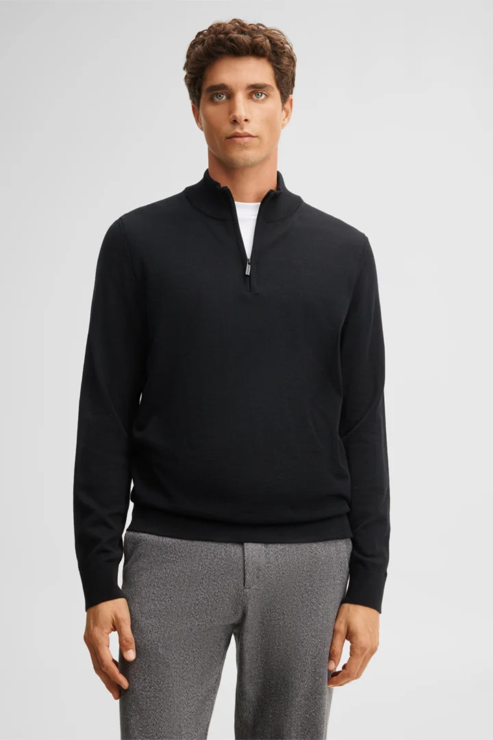 Leads to product detail page "Marek Virgin Wool Pullover in Black"