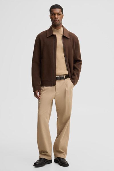 Mène à la page produit « Blouson en mélange de laine, marron »