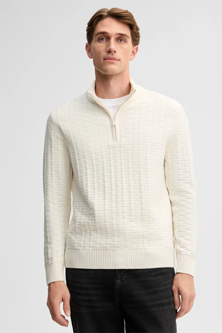 Führt zu Produktdetailseite „Troyer mit Baumwollmix, offwhite"