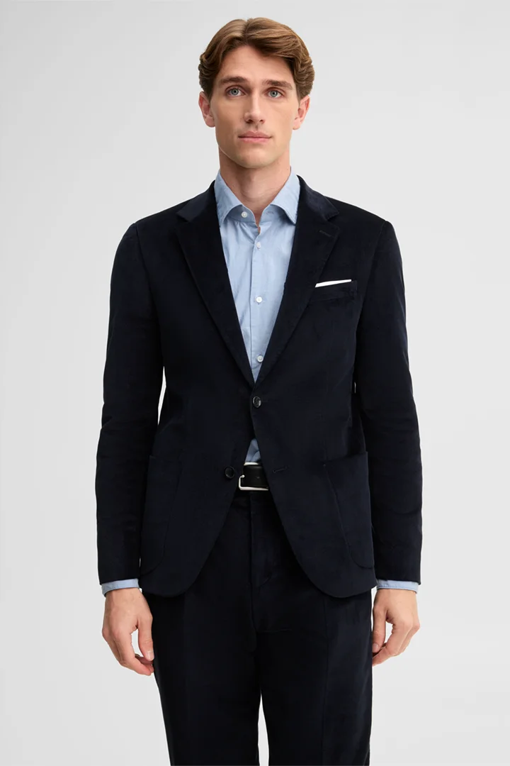 Führt zu Produktdetailseite „Cord-Baukasten-Sakko aus Baumwollmix, navy"