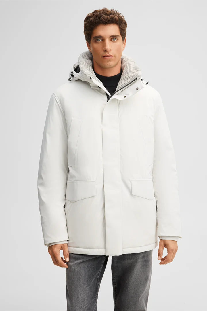 Führt zu Produktdetailseite „Stepp-Parka mit Kapuze, offwhite"