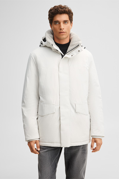 Führt zu Produktdetailseite „Stepp-Parka mit Kapuze, offwhite"