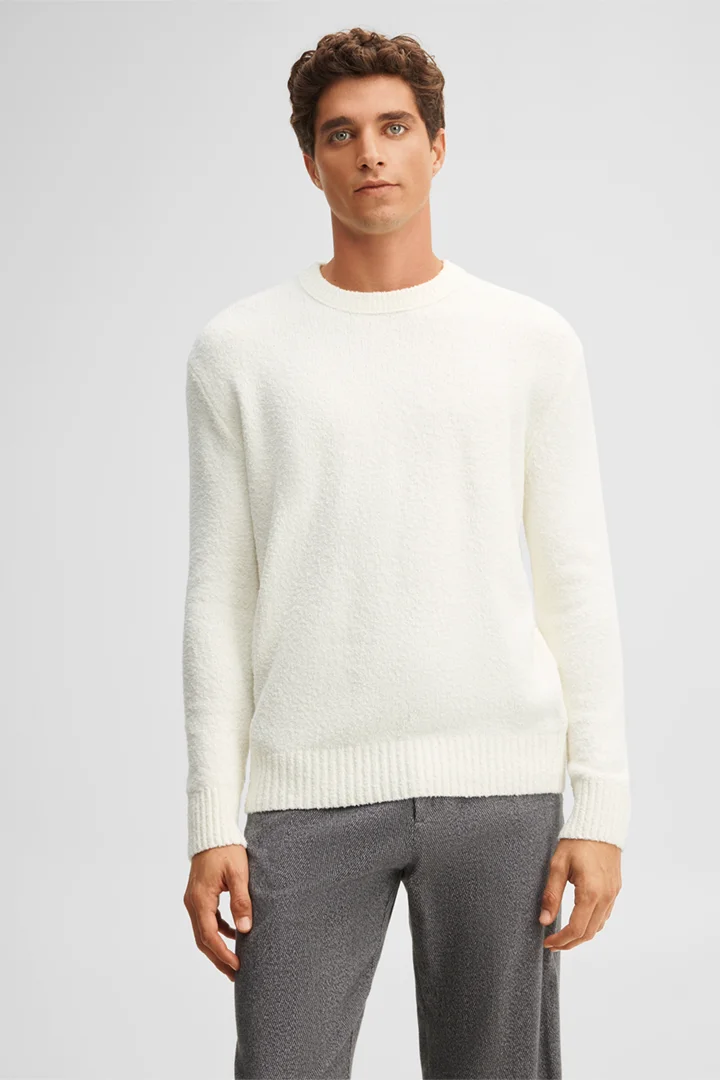 Leads to product detail page "Wool-blend crew-neck jumper, off-white"