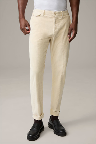 Flex Cross Luc Corduroy Trousers in Cream