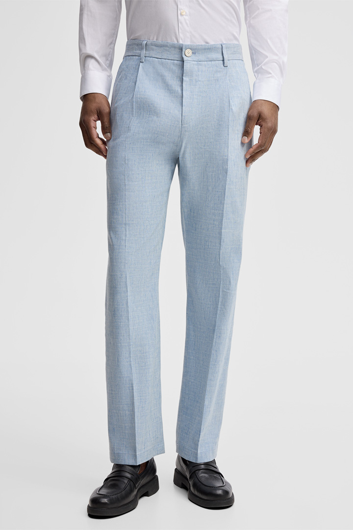 Führt zu Produktdetailseite „Anzughose Tomeo, hellblau meliert"