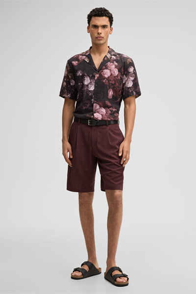 Kurzarm-Hemd Clint, bordeaux floral