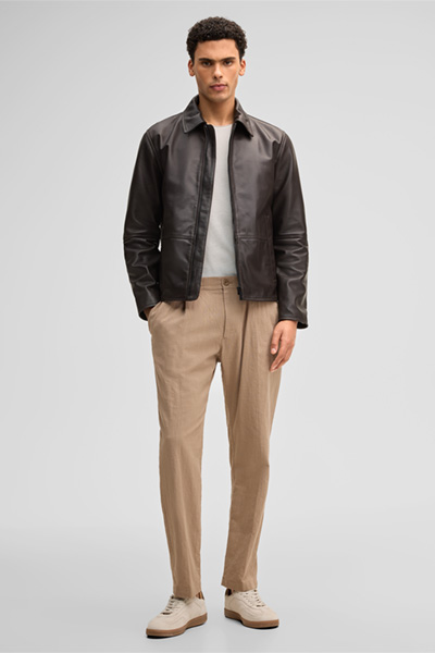 Blouson en cuir Kellan, marron foncé