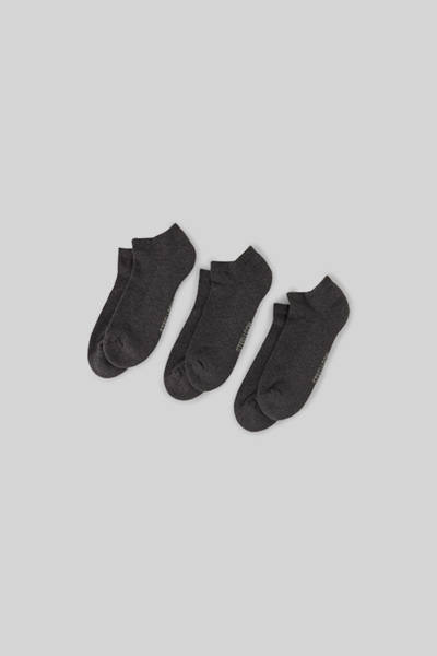 3er-Pack Soft Cotton Sneaker Socken, grau