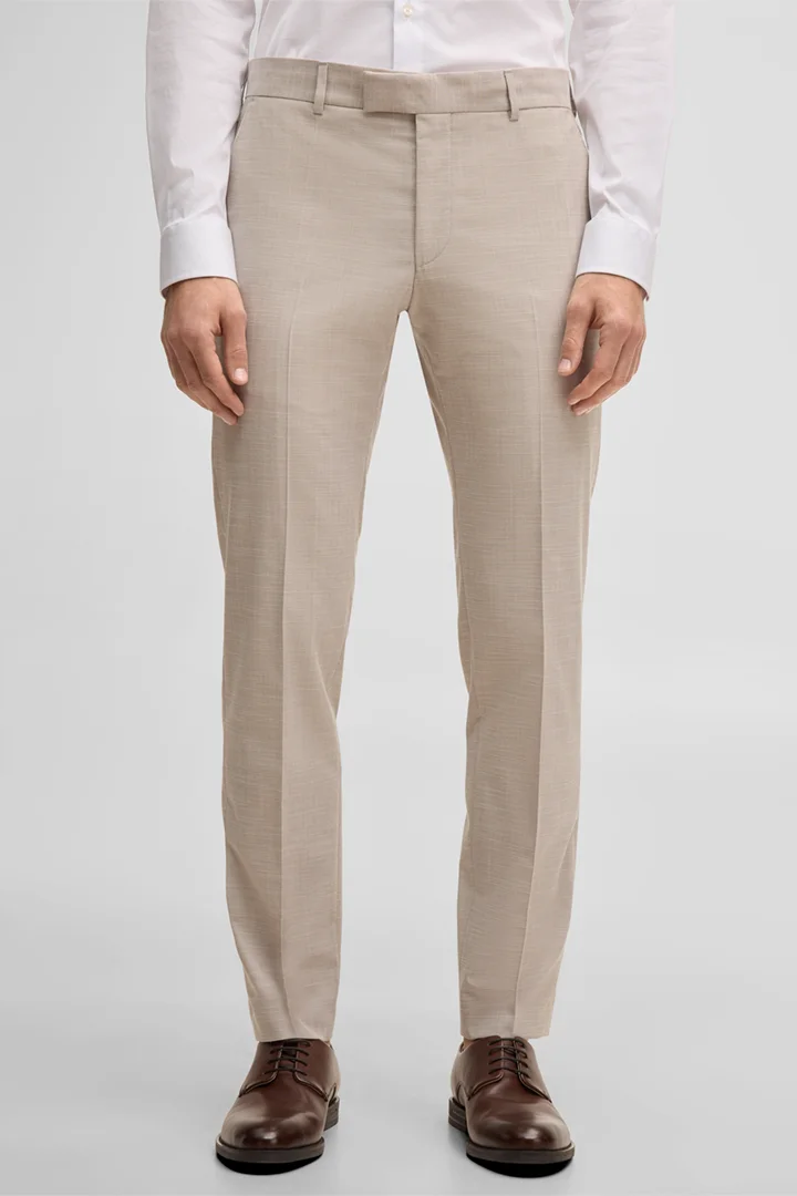 Mène à la page produit « Pantalon de costume modulable Melwin, beige chiné »
