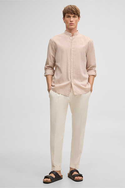 Bandplooibroek Louis, beige gemêleerd