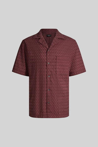 Korte mouwen shirt Ciscon, rood gestructureerd