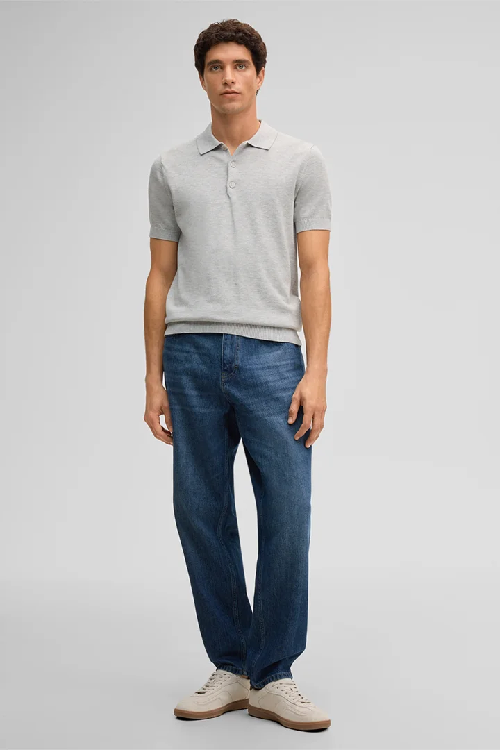 Gebreid poloshirt Loic, grijs