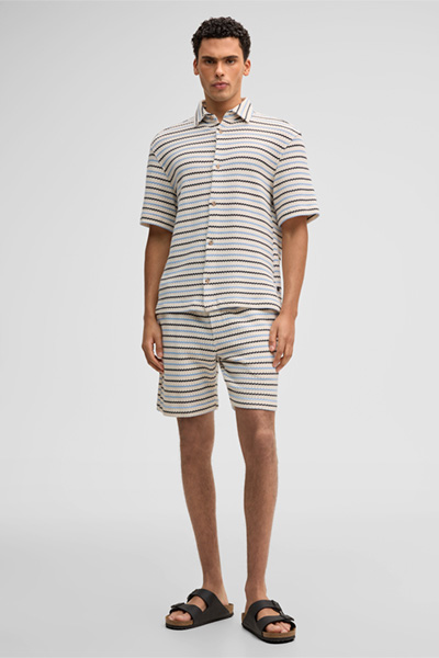 Shorts Hiro, blau/creme gestreift