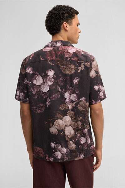 Kurzarm-Hemd Clint, bordeaux floral