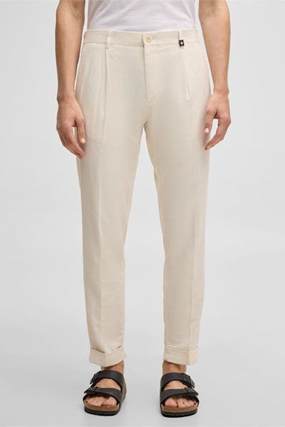 Bandplooibroek Louis, beige gemêleerd