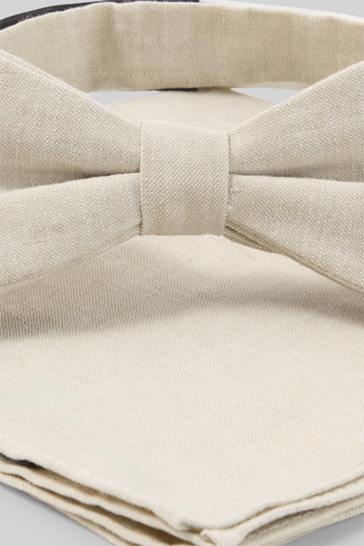 Vlinderdas met pochet in set, zandkleurig