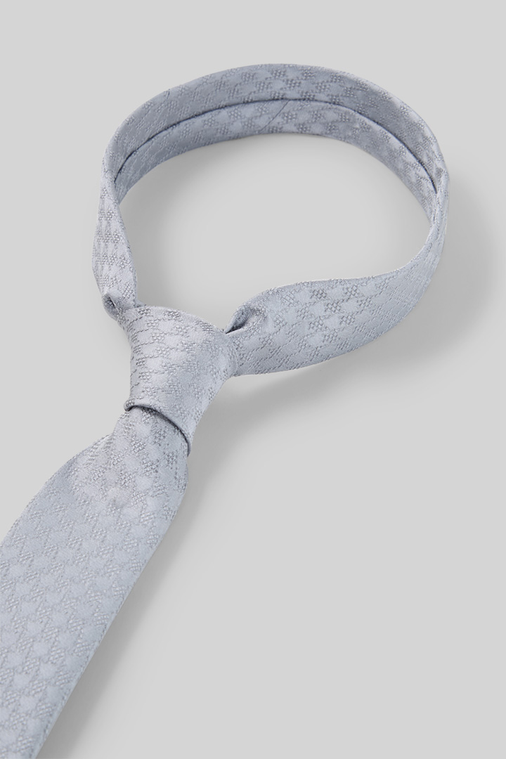 Tie, silver grey patterned