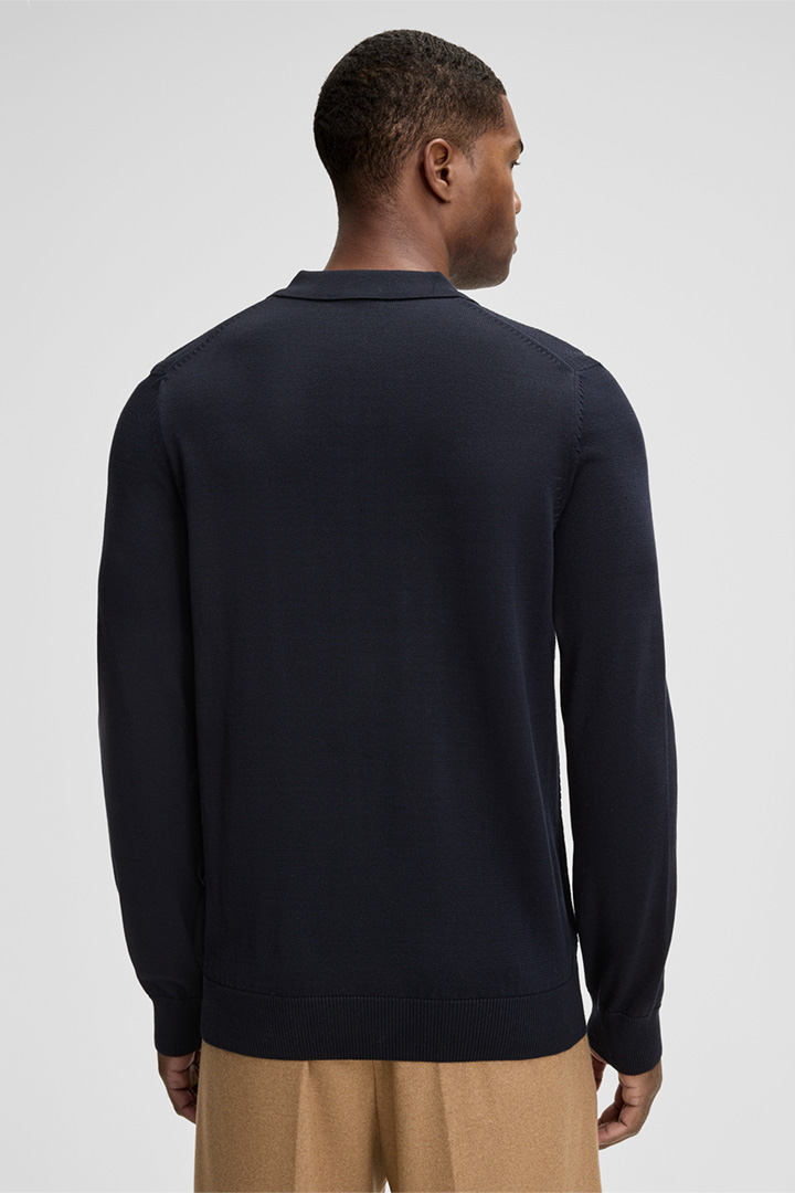 Adrian Long-sleeved Polo Shirt in Dark Blue
