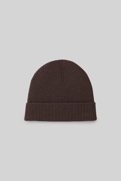 Loras Beanie in Dark Brown Rib-knit