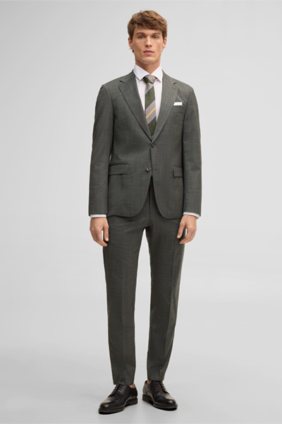 Melwin modular suit trousers, olive marl