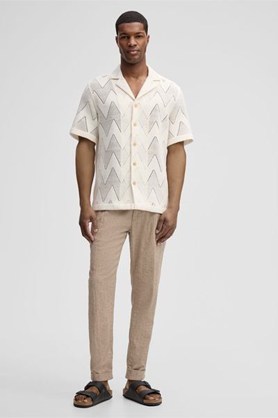 Kurzarm-Hemd Clint, offwhite gemustert