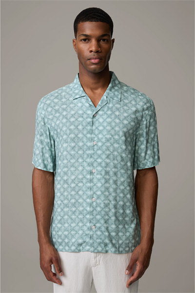 Overhemd met korte mouwen Cliro, met turquoise dessin