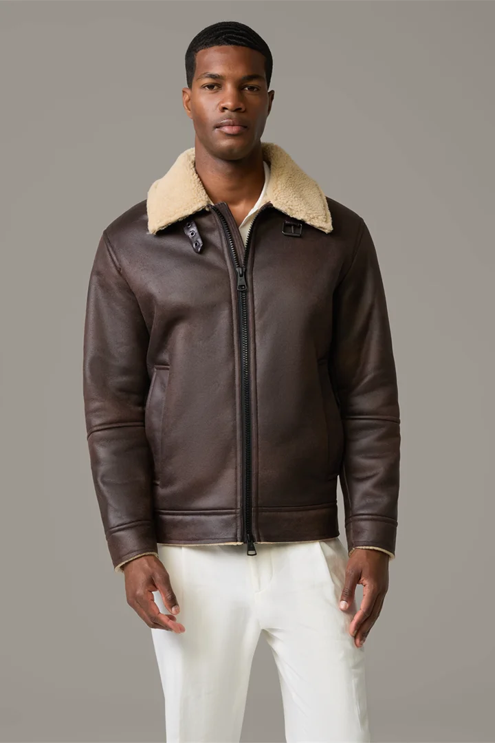 Mène à la page produit « Blouson Teddy, marron »