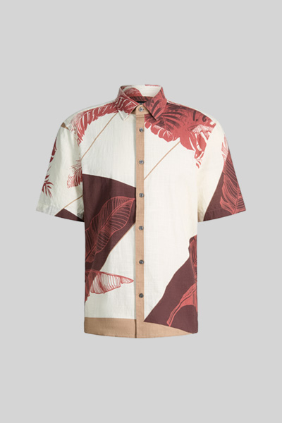 Kurzarm-Hemd Casyn, weiß/rot gemustert