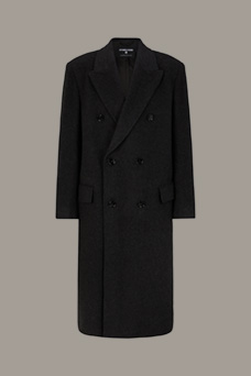 Mantel Laned van en wolblend, antraciet