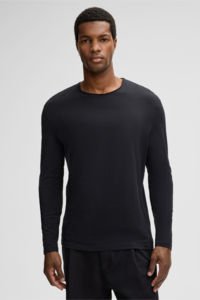 Tyler cotton long sleeve top, black