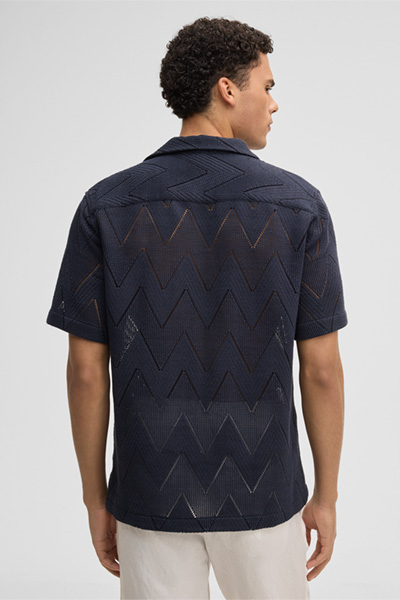 Kurzarm-Hemd Clint, navy gemustert