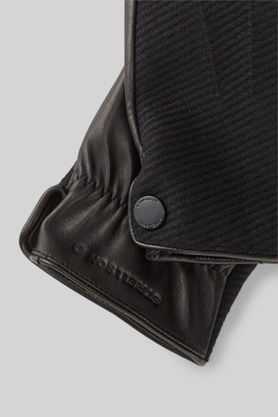 Fingerhandschuhe Leder-Mix, schwarz