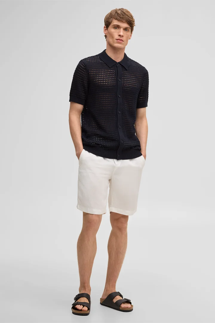 Leads to product detail page "Ander knitted polo shirt, navy"